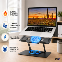 Cargar imagen en el visor de la galería, SOPORTE PARA LAPTOP CON ENFRIAMIENTO ACTIVO - Elimina el Calor y el Dolor al Instante

